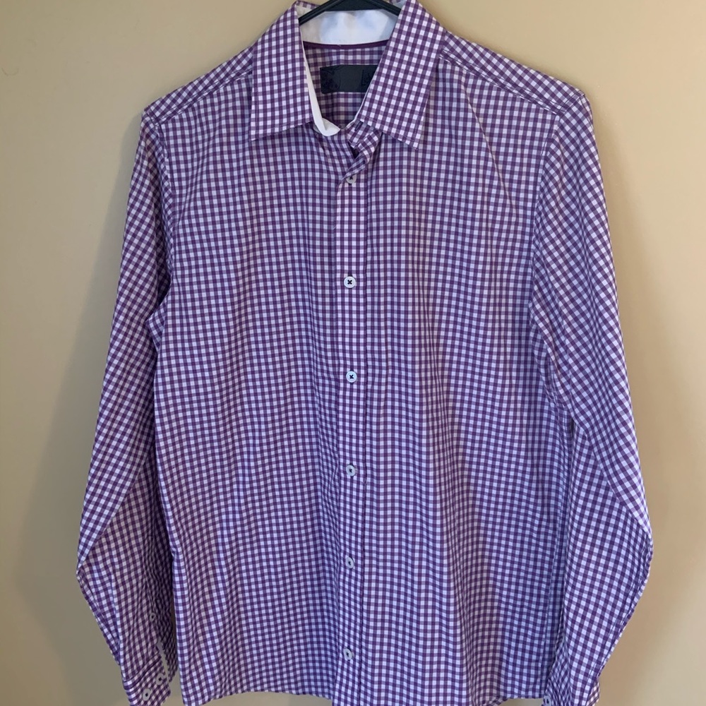Men’s Plaid Button Up - Purple, Small
